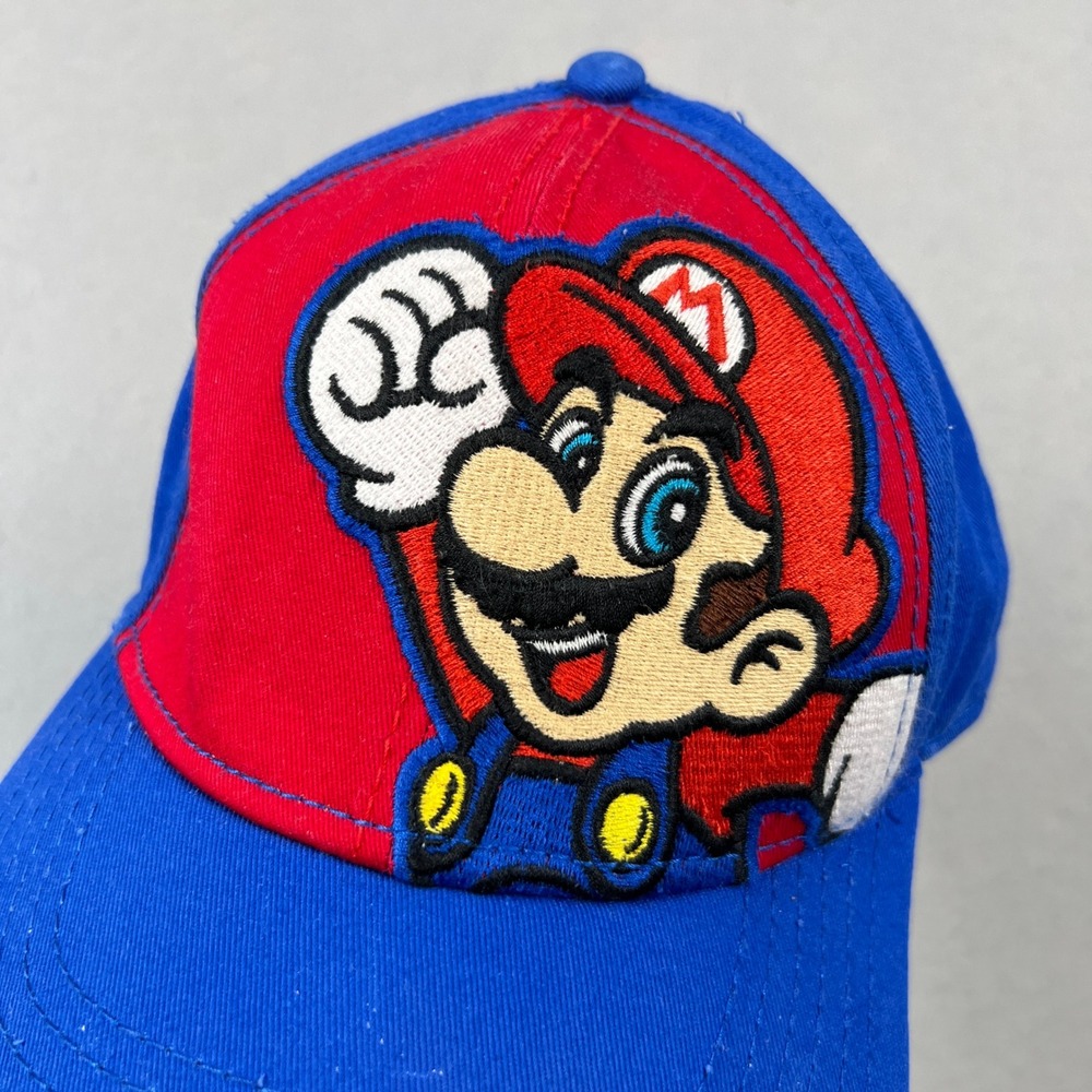 Nintendo Snapback Hat Kids OSFM Blue Red Super Mario Embroidered Video Game Cap